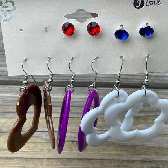 Fashion Earrings Set of 5 Earrings Multi Color Fashion Jewelry Lead Safe Earring - Picture 10 of 10